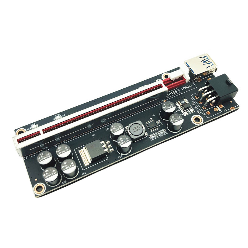 VER009S Plus PCI-E PCIE Riser 009s 6 tűs PCI Express Riser kártya Molex USB 3.0 kábel 1X 16X hosszabbító Bitcoin BTC Miner Minerhez