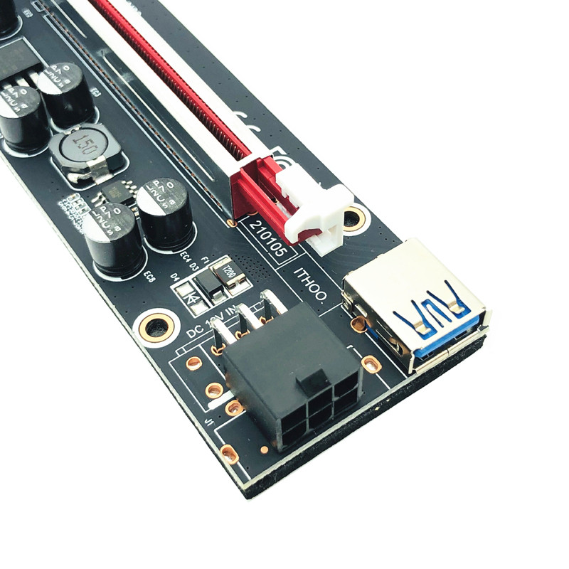 VER009S Plus PCI-E PCIE Riser 009s 6 tűs PCI Express Riser kártya Molex USB 3.0 kábel 1X 16X hosszabbító Bitcoin BTC Miner Minerhez