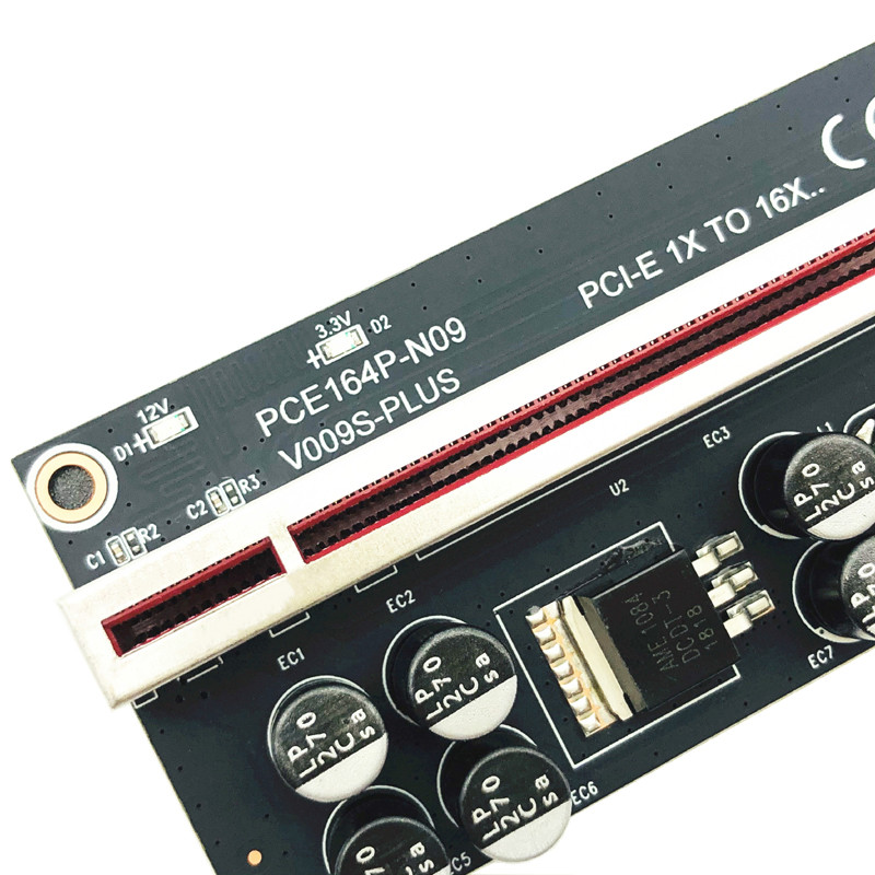 VER009S Plus PCI-E PCIE Riser 009s 6 tűs PCI Express Riser kártya Molex USB 3.0 kábel 1X 16X hosszabbító Bitcoin BTC Miner Minerhez