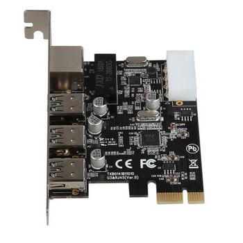 Нова PCI-E към външна 3-портова USB 3.0 HUB+RJ-45 Gigabit Ethernet мрежова карта 1000Mbps PCI Express USB 3.0 контролерна карта