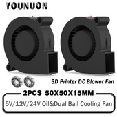 2PCS 5015 50mm DC 24V 12V 5V 2pin Dual Ball/Sleeve Bearing Brushless Cooling Turbine Blower Fan 50mm x 15mm Blower Cooler Fan