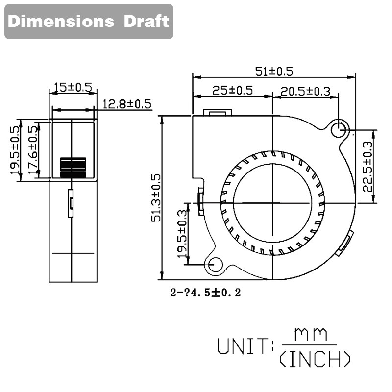 2PCS 5015 50mm DC 24V 12V 5V 2pin Dual Ball/Sleeve Bearing Brushless Cooling Turbine Blower Fan 50mm x 15mm Blower Cooler Fan