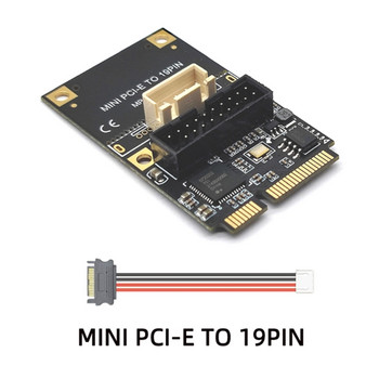 51BE Δύο θύρες USB MINI PCI-E σε USB3.0 Κάρτα επέκτασης 19 ακίδων 5 Gbps Υποστήριξη Τροφοδοτικό 15 ακίδων / 4 ακίδων