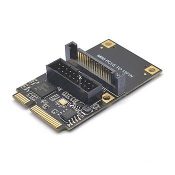 51BE двупортов USB MINI PCI-E към USB3.0 19-пинова разширителна карта, 5Gbps поддръжка, 15-пиново / 4-пиново захранване