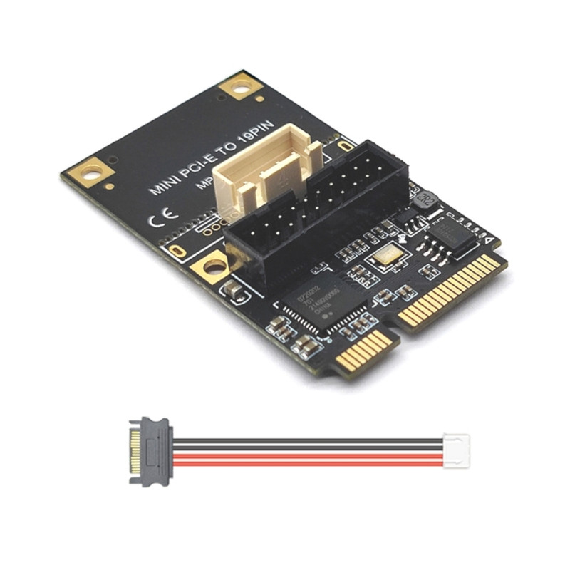 51BE USB s dva priključka MINI PCI-E na USB3.0 19-pinska kartica za proširenje 5 Gbps podrška 15-pinsko / 4-pinsko napajanje