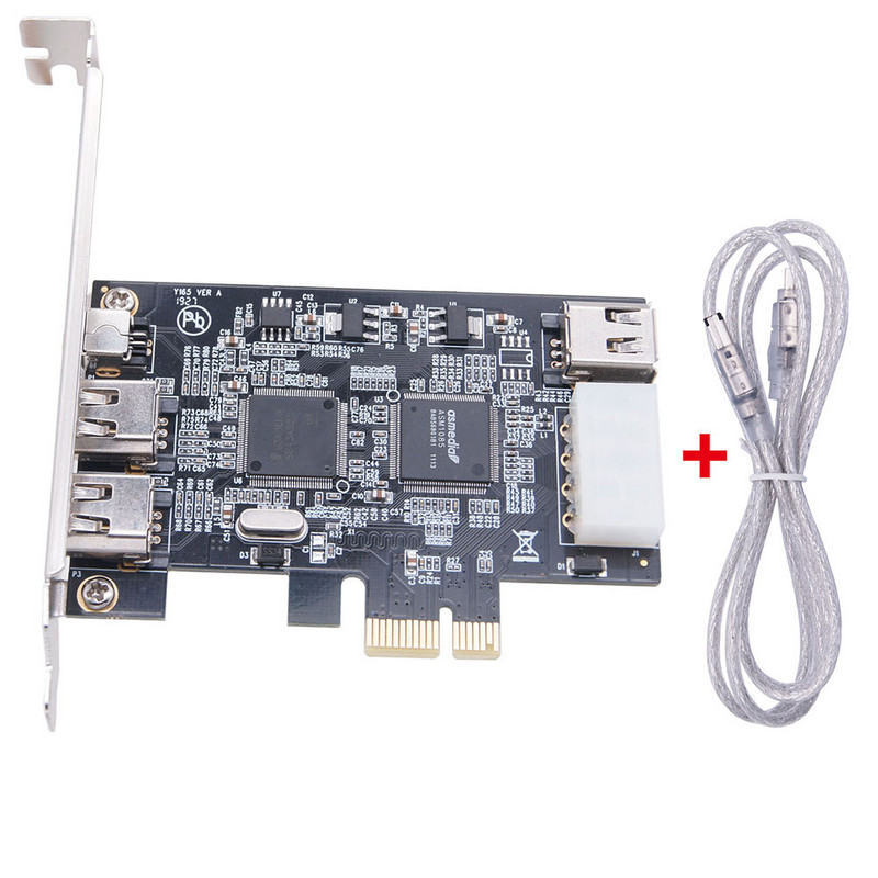 4 porti 1394A paplašināšanas karte PCI-E 1X uz IEEE 1394 DV video adapteris 1x 4Pin 3x 6Pin 1394 Controller Firewire karte galddatoram