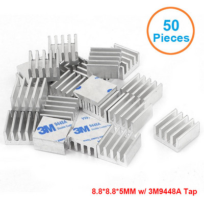 En-Labs 50 buc/lot Radiator din aluminiu 8,8x8,8x5mm Radiator de răcire cu cip electronic pentru CPU, RAM, GPU, radiator cu chipset A4988
