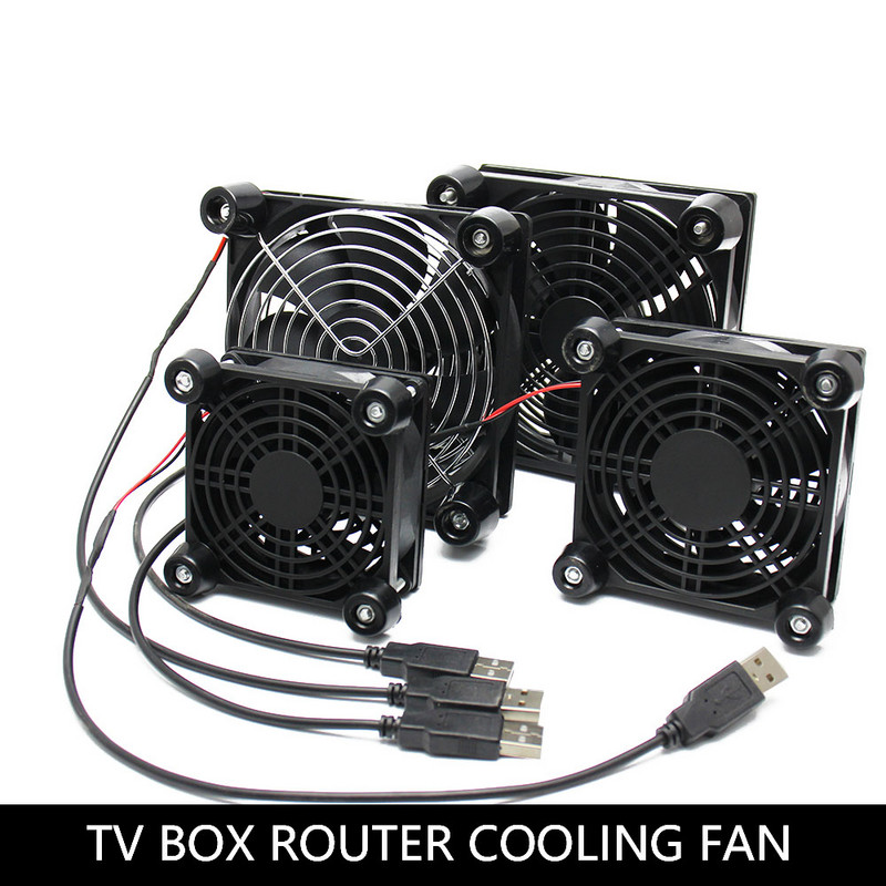 Maršrutizatoriaus ventiliatorius DIY PC Aušintuvas TV dėžutė Belaidis Aušinimas Tylus Tylus DC 5V USB maitinimas 120mm ventiliatorius 120x25mm 12CM W/Varžtai Apsauginis tinklas