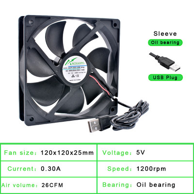 40mm 50mm 60mm 70mm 80mm 92mm 120mm DC5V USB-csatlakozó Csendes hűtőventilátor barkácshűtő router játékhoz TV box tápegység