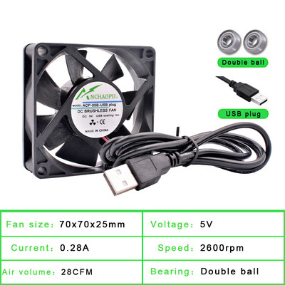 40mm 50mm 60mm 70mm 80mm 92mm 120mm DC5V USB-csatlakozó Csendes hűtőventilátor barkácshűtő router játékhoz TV box tápegység
