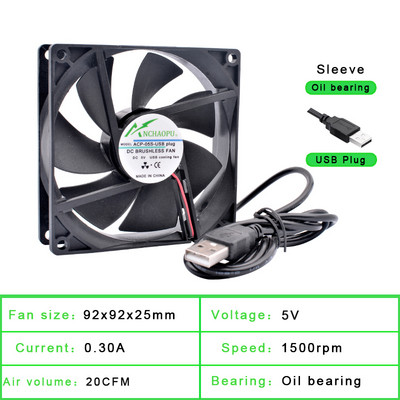 40mm 50mm 60mm 70mm 80mm 92mm 120mm DC5V USB-csatlakozó Csendes hűtőventilátor barkácshűtő router játékhoz TV box tápegység