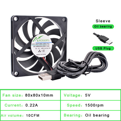 40mm 50mm 60mm 70mm 80mm 92mm 120mm DC5V USB-csatlakozó Csendes hűtőventilátor barkácshűtő router játékhoz TV box tápegység