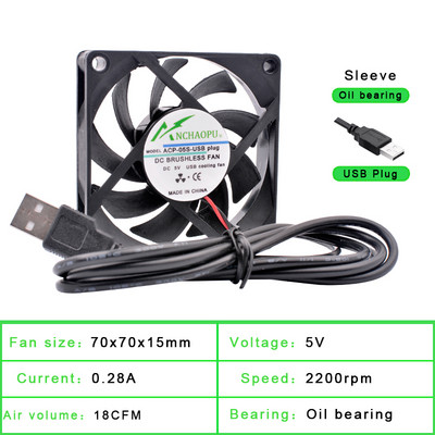 40mm 50mm 60mm 70mm 80mm 92mm 120mm DC5V USB-csatlakozó Csendes hűtőventilátor barkácshűtő router játékhoz TV box tápegység