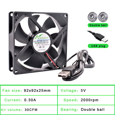 40mm 50mm 60mm 70mm 80mm 92mm 120mm DC5V USB-csatlakozó Csendes hűtőventilátor barkácshűtő router játékhoz TV box tápegység