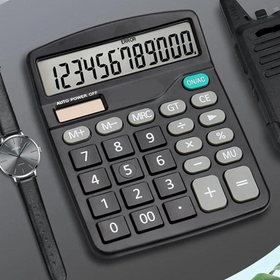 12 ciparu elektroniskais kalkulators Saules enerģijas kalkulators Dubultā barošanas avota kalkulators mājas biroja skolas finanšu grāmatvedības rīkiem