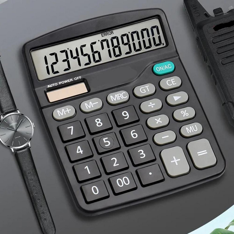 12 ciparu elektroniskais kalkulators Saules enerģijas kalkulators Dubultā barošanas avota kalkulators mājas biroja skolas finanšu grāmatvedības rīkiem
