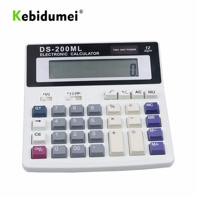 kebidumei Big Buttons Biroja kalkulators Liels datora taustiņi Muti-function datora bateriju kalkulators DS-200ML 12 cipari