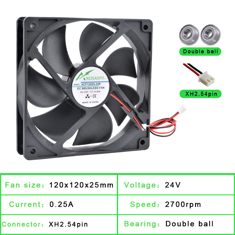 ACP12025 12cm 120mm ventilátor 120x120x25mm DC5V 12V 24V 2pin Hűtőventilátor alváz inverterhez alkalmas
