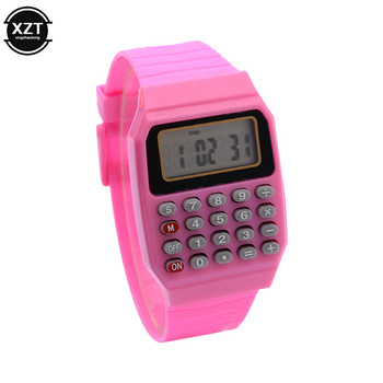 Детски електронен калкулатор Силиконов дата Многофункционален ръчен часовник Калкулатор Часовник Мини калкулатор Преносим часовник