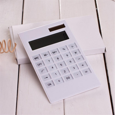 Calculator de birou cu afișaj cu ecran mare cu 12 cifre Calculator cu buton de cristal cu putere dublă solară și baterie, ultra subțire pentru studenți