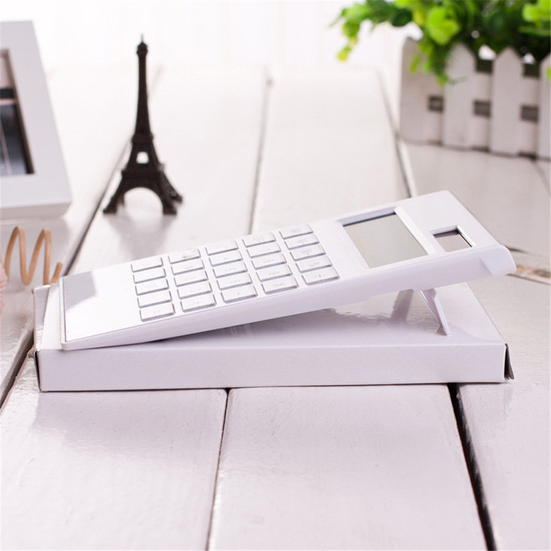 Calculator de birou cu afișaj cu ecran mare cu 12 cifre Calculator cu buton de cristal cu putere dublă solară și baterie, ultra subțire pentru studenți