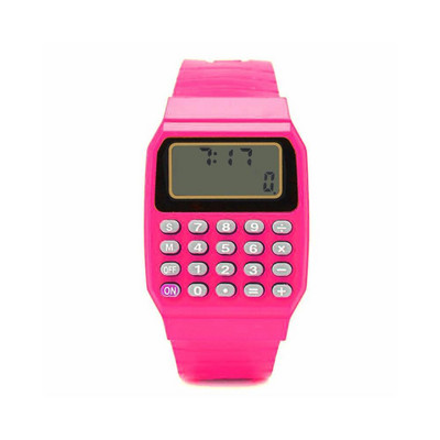 Rokas kabatas kalkulators Pulkstenis Neseksa Silikona Daudzfunkcionāls Datums Laiks bērniem Elektroniskais plaukstas kalkulators Pulksteņa eksāmena rīks