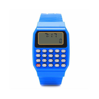 Rokas kabatas kalkulators Pulkstenis Neseksa Silikona Daudzfunkcionāls Datums Laiks bērniem Elektroniskais plaukstas kalkulators Pulksteņa eksāmena rīks