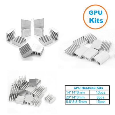 En-Labs 1Set/33gb Alumīnija radiatora radiatora dzesētāja komplekts GPU grafikas kartei, VGA videokartes siltuma izkliedēšana
