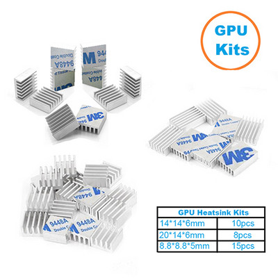 En-Labs 1Set/33gb Alumīnija radiatora radiatora dzesētāja komplekts GPU grafikas kartei, VGA videokartes siltuma izkliedēšana