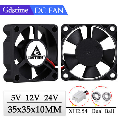 Gdstime 2 komada 35x35x10mm 35mm 3510 5V 12V 24V bez četkica DC ventilator za hlađenje 35mmx35mmx10mm 3.5cm aksijalni mini ventilator za hladnjak