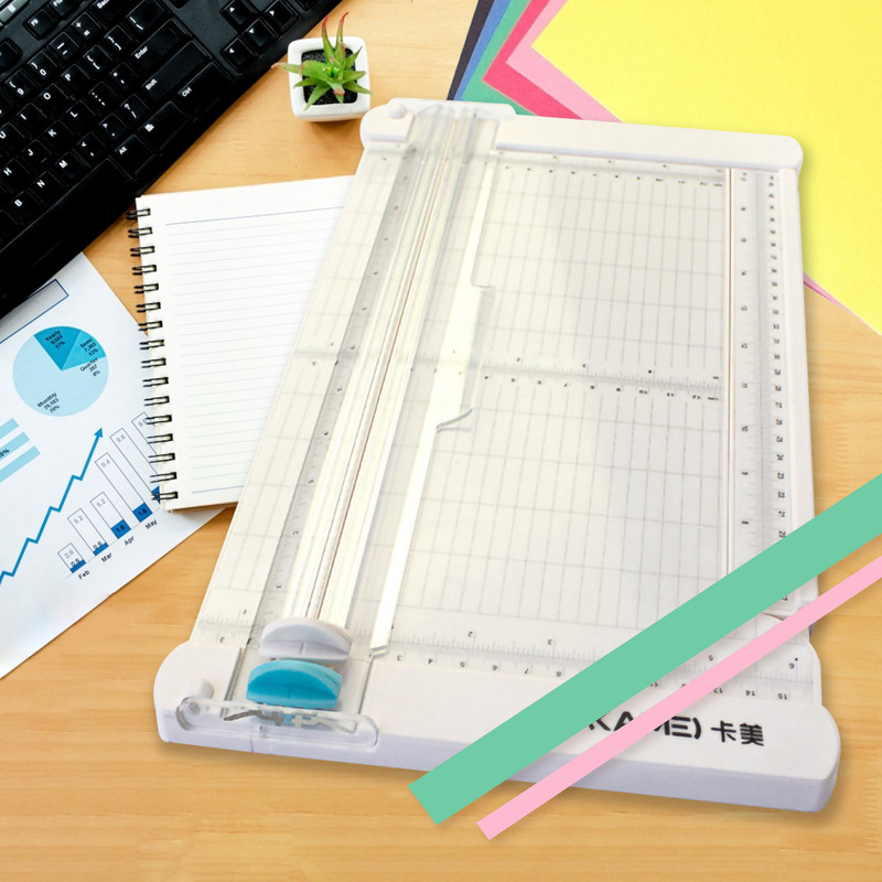 Mini papīra trimmera giljotīnas griezējs 6 collu griezuma garuma darbvirsmas papīra griešanas mašīna ar drošības griezēja galvas sānu lineālu