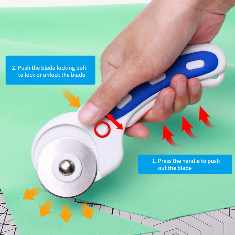 KW-triO forgóvágó 3 az 1-ben vágógép 3 db 45 mm-es cserepengével Ergonomikus gumi fogantyú gördülő vágó biztonsági zár
