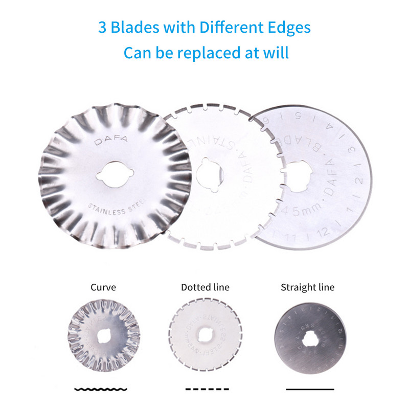 KW-triO forgóvágó 3 az 1-ben vágógép 3 db 45 mm-es cserepengével Ergonomikus gumi fogantyú gördülő vágó biztonsági zár