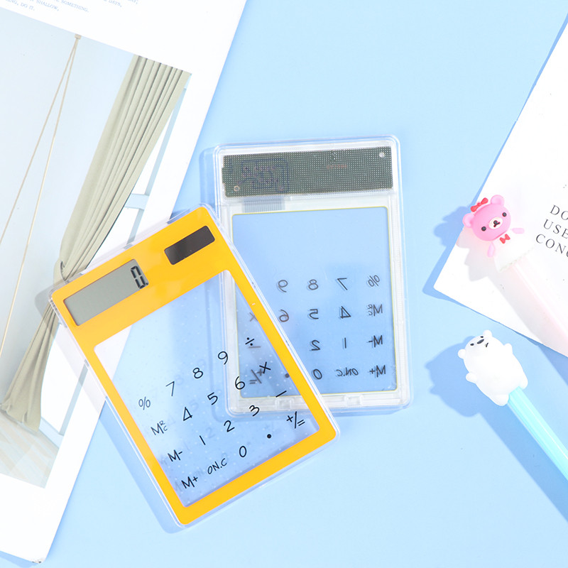 Ecran tactil LCD cu 8 cifre Calculator solar ultra subțire transparent Articole de papetărie Calculator științific clar Calculator birou școlar