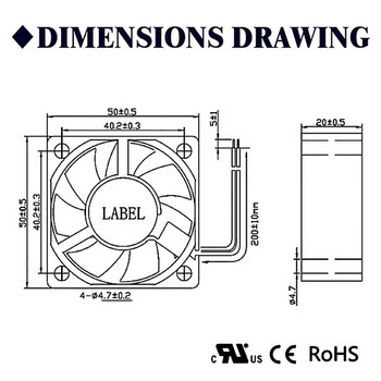 2 τεμάχια 50mm 5cm 50x50x20mm DC Fan Brushless 5V/12V/24 Cooler Cooler Fan for PC Θήκη αξονικού ανεμιστήρα ψύξης για φορητούς υπολογιστές