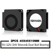2 ks YOUNON 40 mm ventilátor 4010 40x40x10 mm DC bezkefkový turbo ventilátor pre 3D tlačiareň 5V 12V 24V 4CM ventilátor s dvojitým guľôčkovým ložiskom