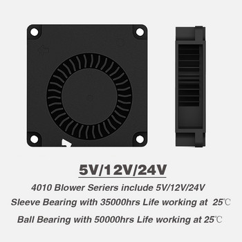 2 ΤΕΜ. YOUNUON 40mm Blower Fan 4010 40x40x10mm DC Brushless Turbo Blower 3D Printer Fan 5V 12V 24V 4CM Double Ball Bearing Blower