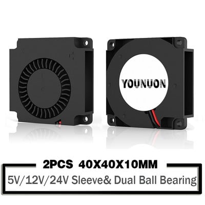 2 DB YOUNUON 40mm-es ventilátor 4010 40x40x10mm DC kefe nélküli turbó ventilátor 3D nyomtató ventilátor 5V 12V 24V 4CM dupla golyóscsapágyas ventilátor