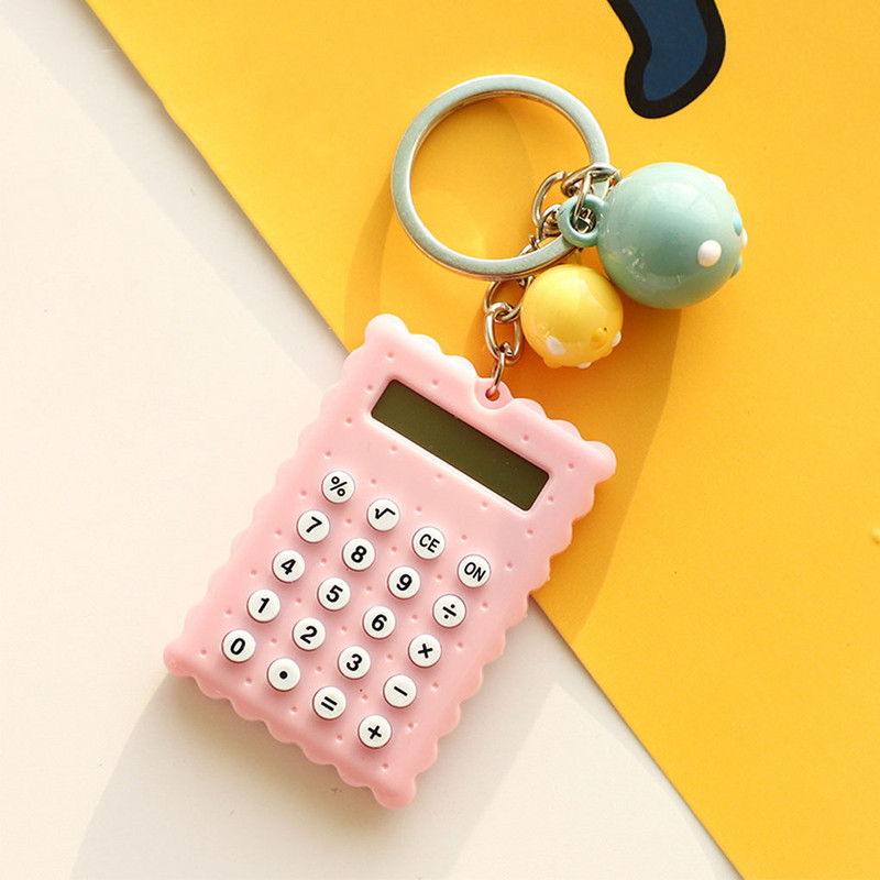 Digitalni privjesak za ključeve, kalkulator s LED zaslonom, džepni 8-znamenkasti kalkulatori, višenamjenski alat za učenje, ružičasti
