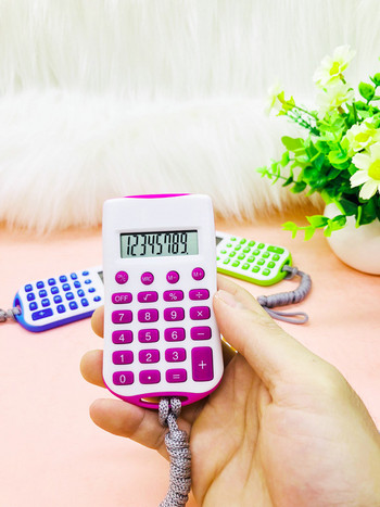 8 цифров калкулатор Преносим мини слинг въже преносим многоцветен сладък ученически калкулатор