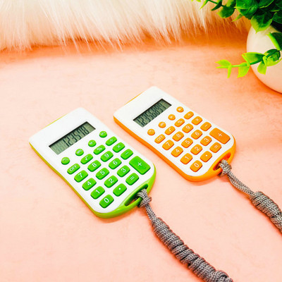 8 цифров калкулатор Преносим мини слинг въже преносим многоцветен сладък ученически калкулатор