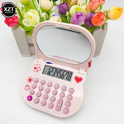 Mini Creative Flip Cap Mirror Calculator for KT-cat Periphery Cute Anime Cartoon Kawaii Clamshell Portable Toys For Girls