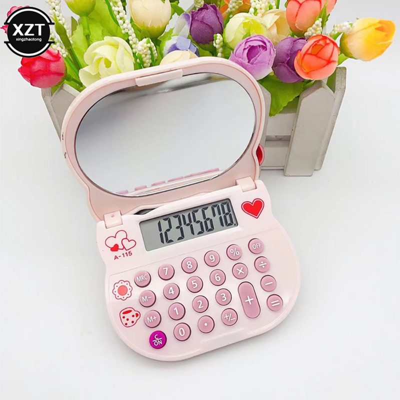 Mini Creative Flip Cap Mirror Calculator for KT-cat Periphery Cute Anime Cartoon Kawaii Clamshell φορητά παιχνίδια για κορίτσια