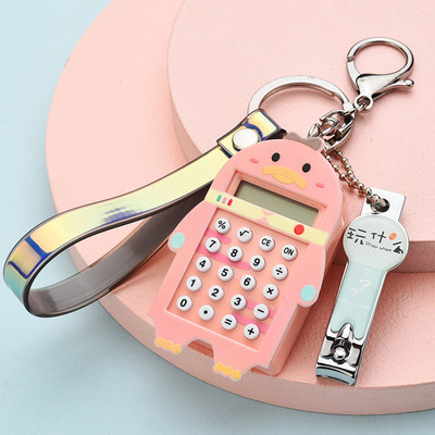 Mini džepni kalkulator s privjeskom za ključeve sa škarama za nokte, užetom, elektronskim kalkulatorom sa standardnom funkcijom, kalkulator za studente, djecu