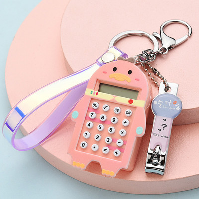 Mini džepni kalkulator s privjeskom za ključeve sa škarama za nokte, užetom, elektronskim kalkulatorom sa standardnom funkcijom, kalkulator za studente, djecu