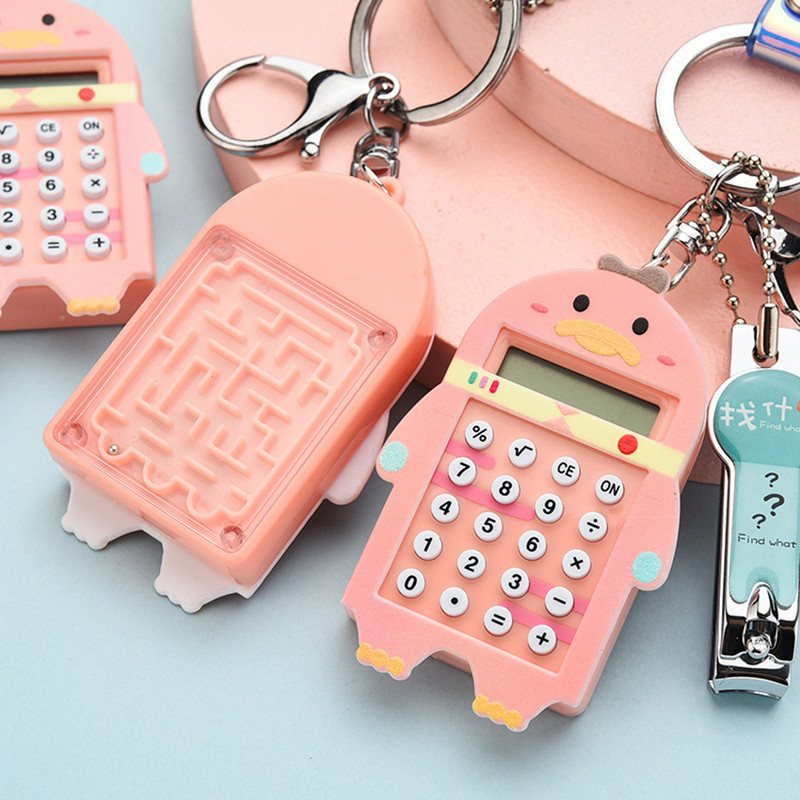 Mini džepni kalkulator s privjeskom za ključeve sa škarama za nokte, užetom, elektronskim kalkulatorom sa standardnom funkcijom, kalkulator za studente, djecu