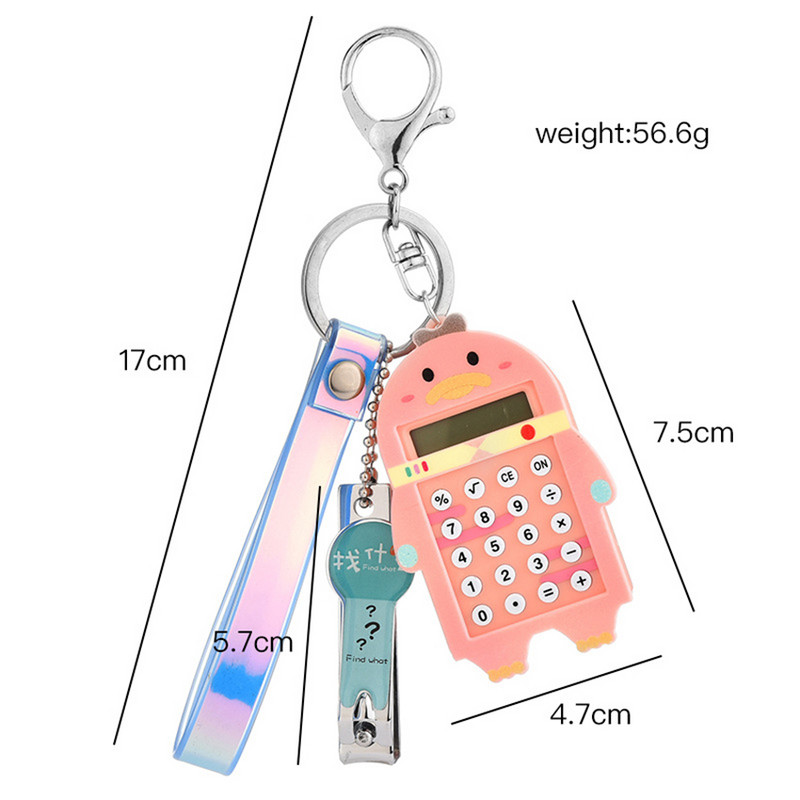 Mini džepni kalkulator s privjeskom za ključeve sa škarama za nokte, užetom, elektronskim kalkulatorom sa standardnom funkcijom, kalkulator za studente, djecu