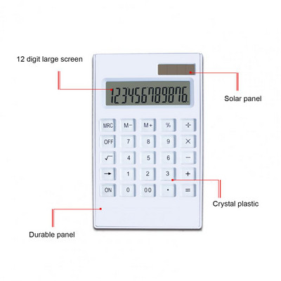 Дълготраен отличен голям бутон, захранван със слънчева енергия 12-цифрен калкулатор, пластмасов настолен калкулатор, LCD екран, офис консумативи
