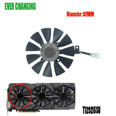 Novi 87MM Everflow T129215SU DC 12V 0.50AMP 4Pin 4 Žični ventilator za hlađenje za ASUS GTX980Ti R9 390X 390 GTX1070 ventilatore grafičke kartice