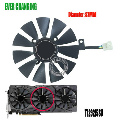Novi 87MM Everflow T129215SU DC 12V 0.50AMP 4Pin 4 Žični ventilator za hlađenje za ASUS GTX980Ti R9 390X 390 GTX1070 ventilatore grafičke kartice